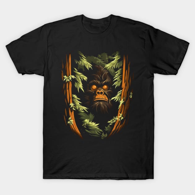 Sasquatch Playing Hide And Seek Bigfoot T-Shirt by Tshirt Samurai